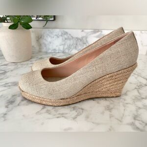 J Crew Seville Espadrille Wedge Heels Linen Beige Womens Size 9